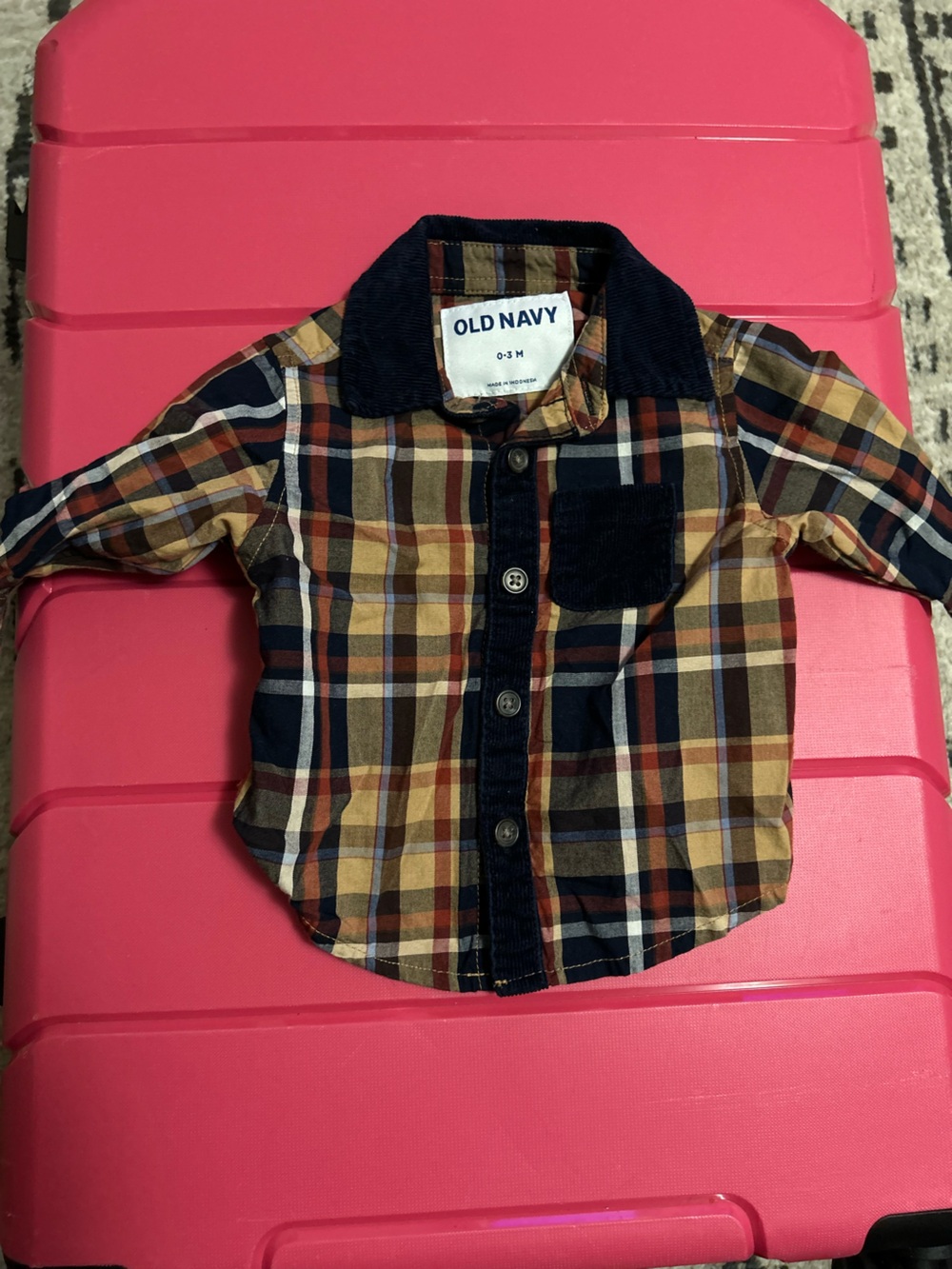 Old Navy Plaid Button-Down Shirt in Navy and Mustard
